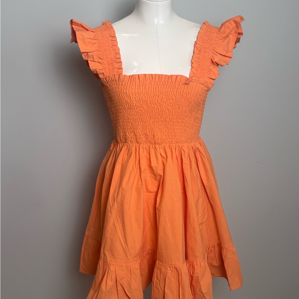 Showpo Orange Ruffle Sleeve Dress. NWT